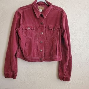 Levi's Corduroy Mauve Pink Cropped Button Down Collared Jacket